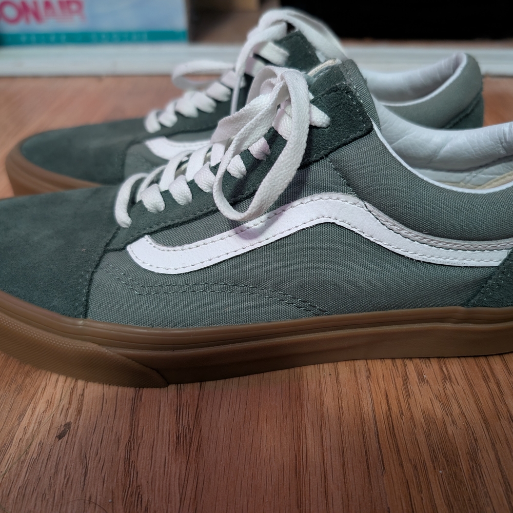 Vans Men's Olive Canvas Sneakers, almost new.